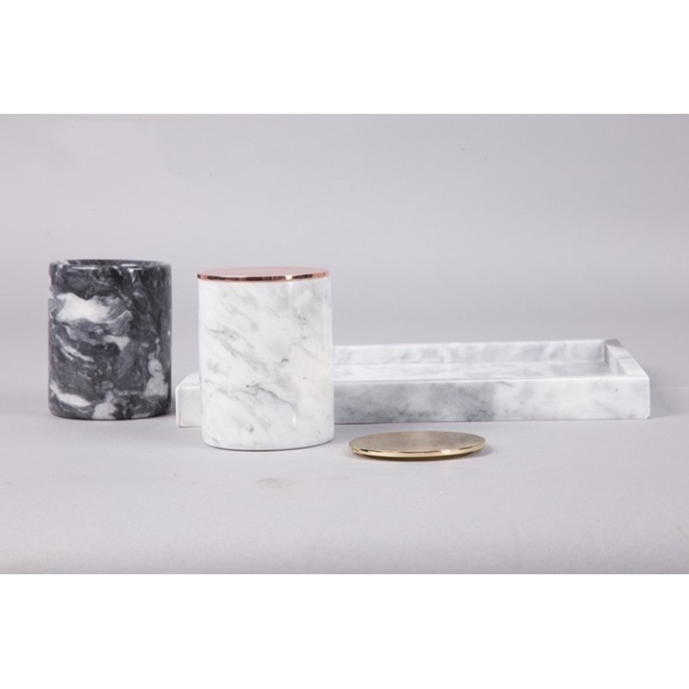 SHIHUI Wholesale Best Design Modern Decorative Natural Marble Stone Candle Holder Jars with Design Lid