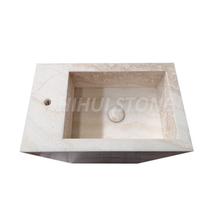 Nature Stone Free Standing White Marble Onyx Pedestal Basin Sink