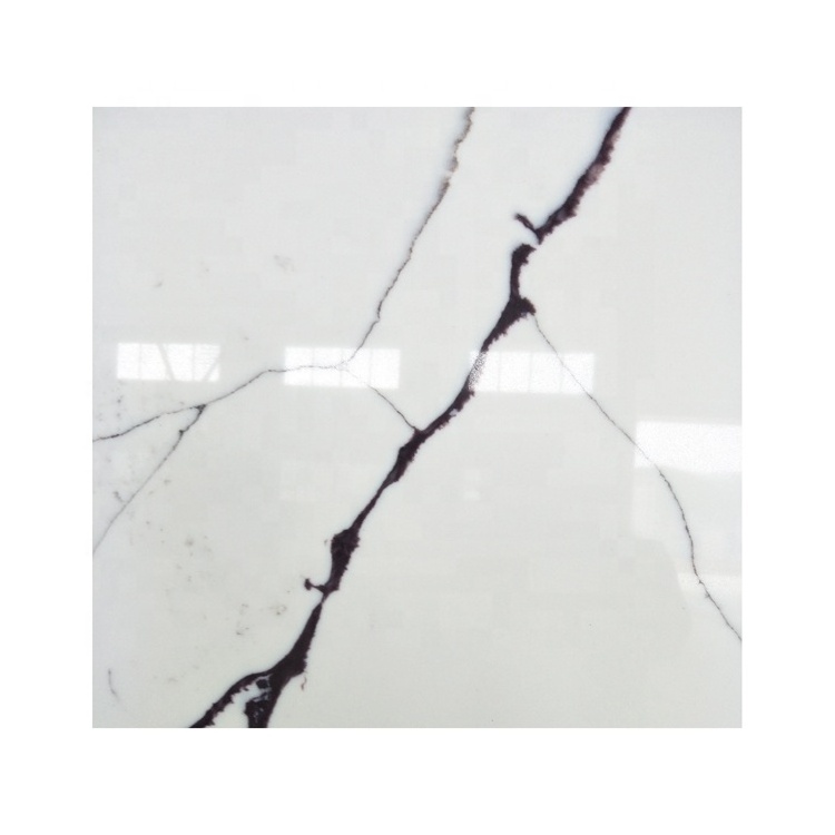 SHIHUI Hot Sale Artificial Quartz Slabs White Color With Purple Veins Calacatta White Quartz Stone For Kitchen Countertops