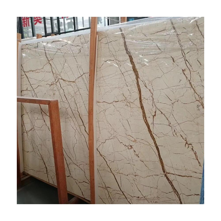 Wholesale natural sofitel gold white marble slab marble stone tiles with gold brown veins