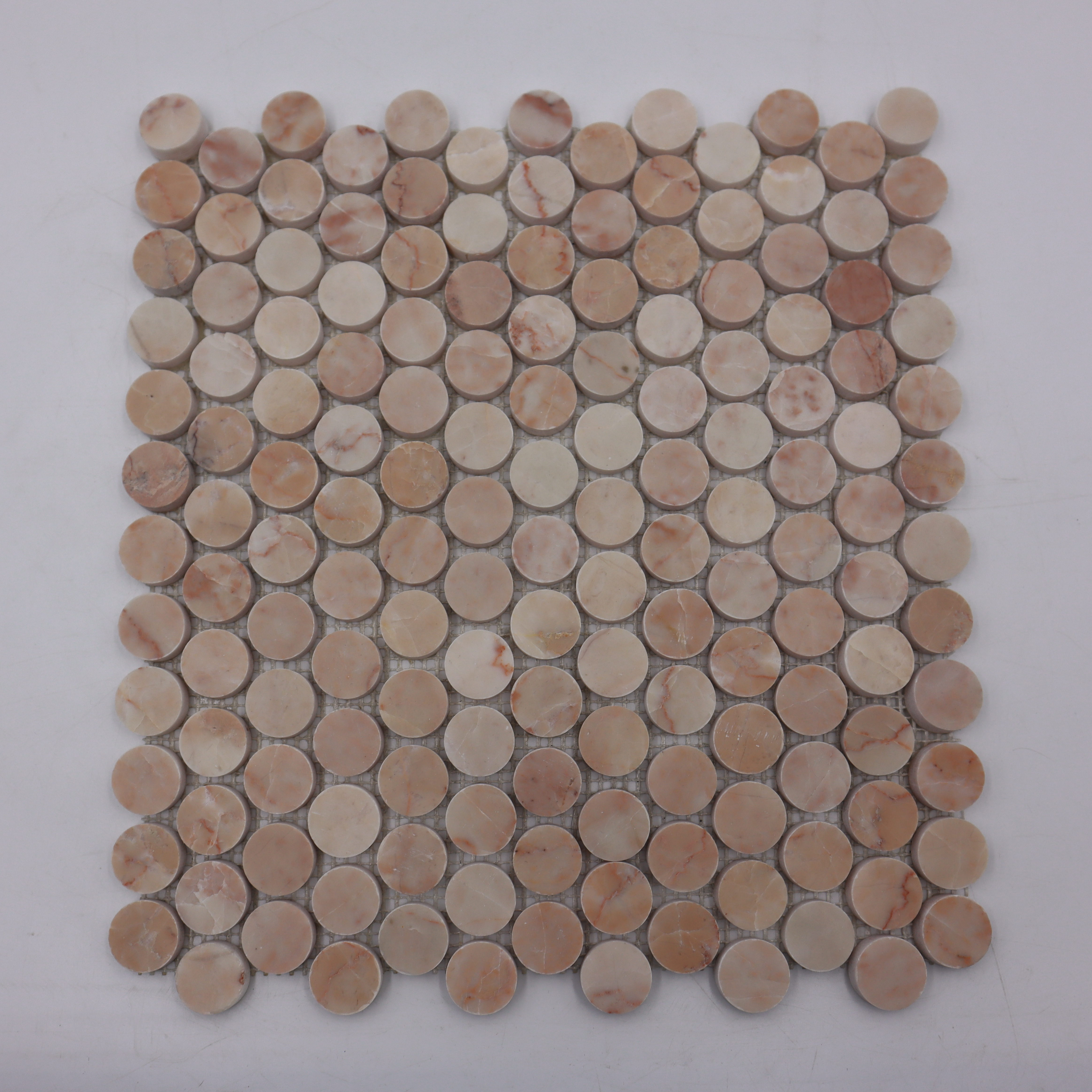 SHIHUI Customized Penny Round Pink Marble Mosaic for Bathroom Tiles