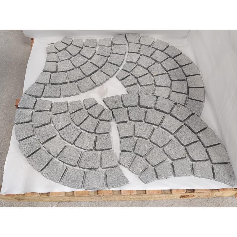 SHIHUI Natural Stone G654 Granite Pavers Fan Pattern Flamed Surface Split Edge Paving Paver Stone Driveway Cobblestone Mat