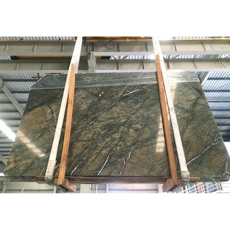 Indian Rain Forest Green Marble Slabs Price For Countertops