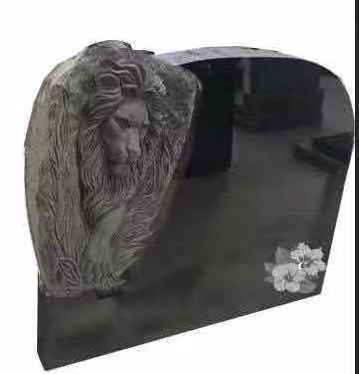 Unique Shanxy Black Tombstone European Lion Sculpture Headstone