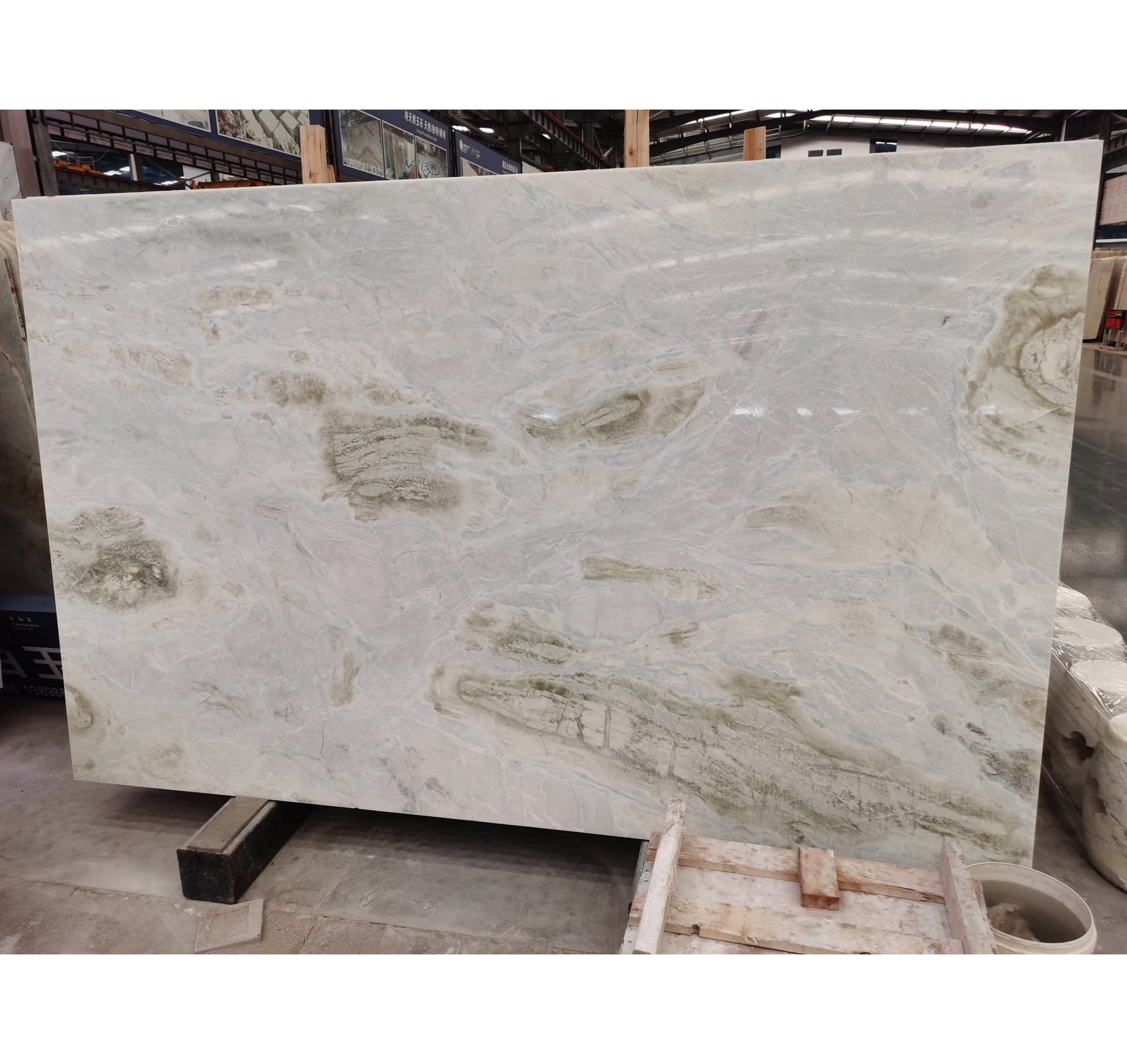 Natural Stone Azul cielo Quartzite Slab Polished Floor Tile Green Vein Sky Light Blue Marble