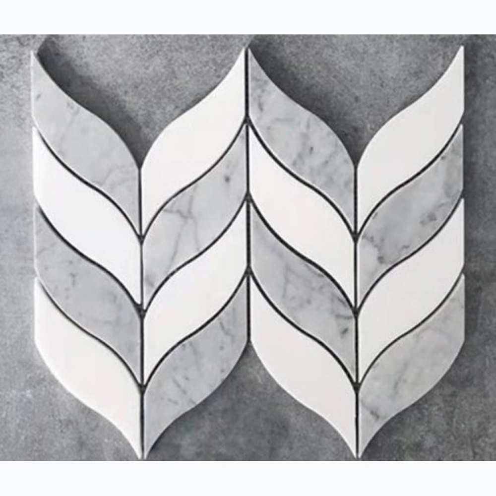 Leaf marble mosaic,Marble leaf mosaic tile,Marble leaf shape mosaic tile backsplash