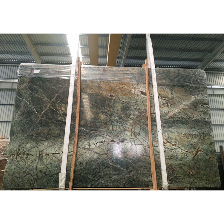 Indian Rain Forest Green Marble Slabs Price For Countertops