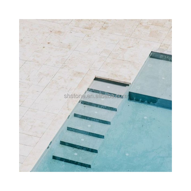 SHIHUI Natural Stone Ivory Travertine Wall Cladding Indoor Large Slabs For Swimming Pool Paver