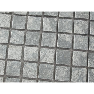 SHIHUI Custom Driveway Fantasy Grey Granite Pavers Stack Bond Flame Surface Split Edge Paving Paver Cubic Stone Mesh Cobblestone