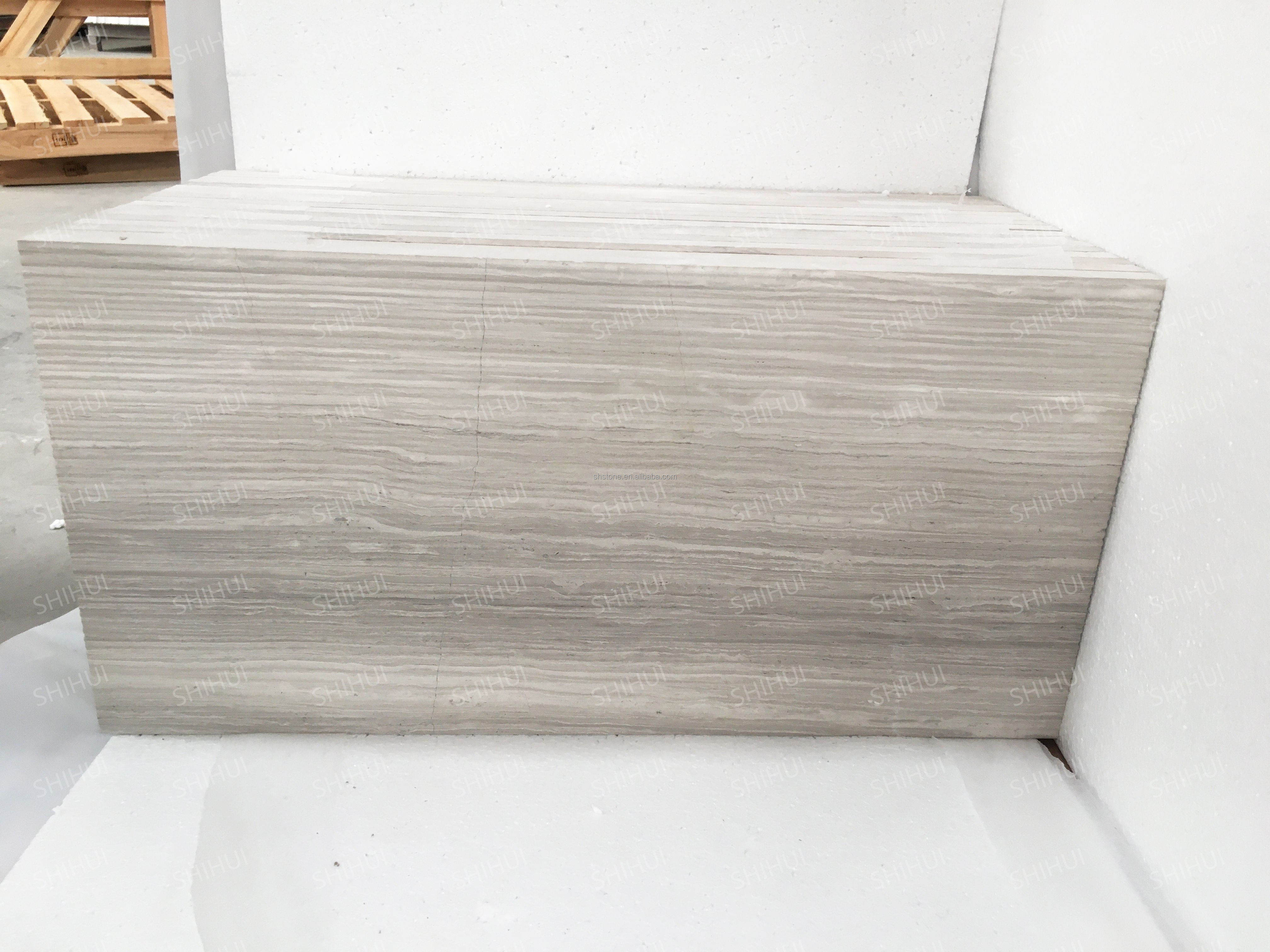 SHIHUI Contemporary Modern Design White Bamboo White Wood Vein Marble Wall Panels Tiles For Wall Cladding