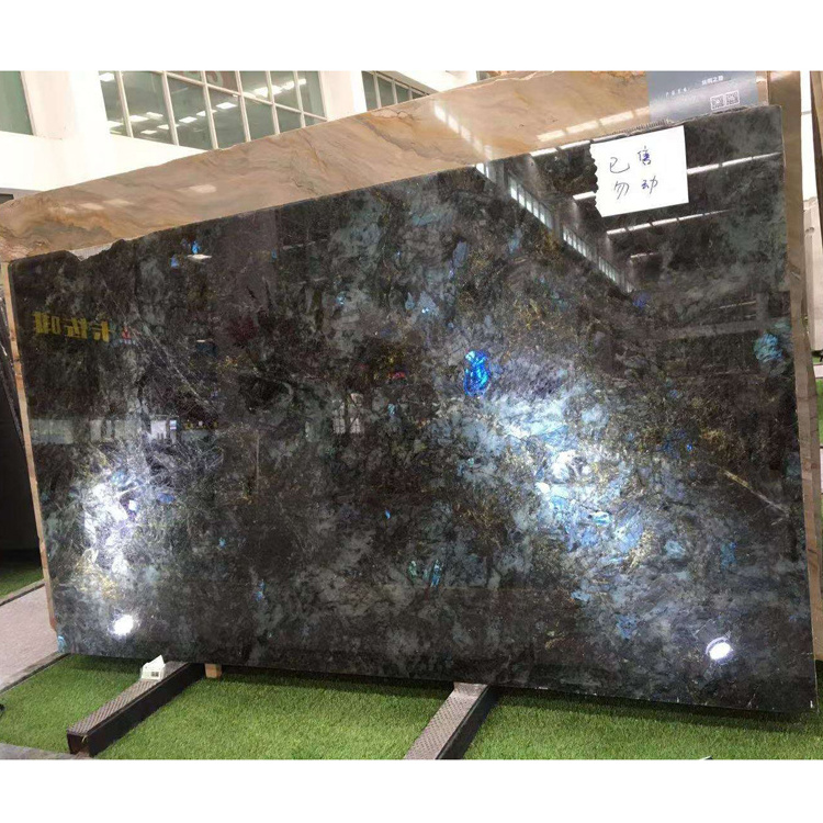 SHIHUI Natural Luxury Stone Blue Emerald Labradorite Granite Emerald Blue Tiles Blue Labradorite Slab For Villa