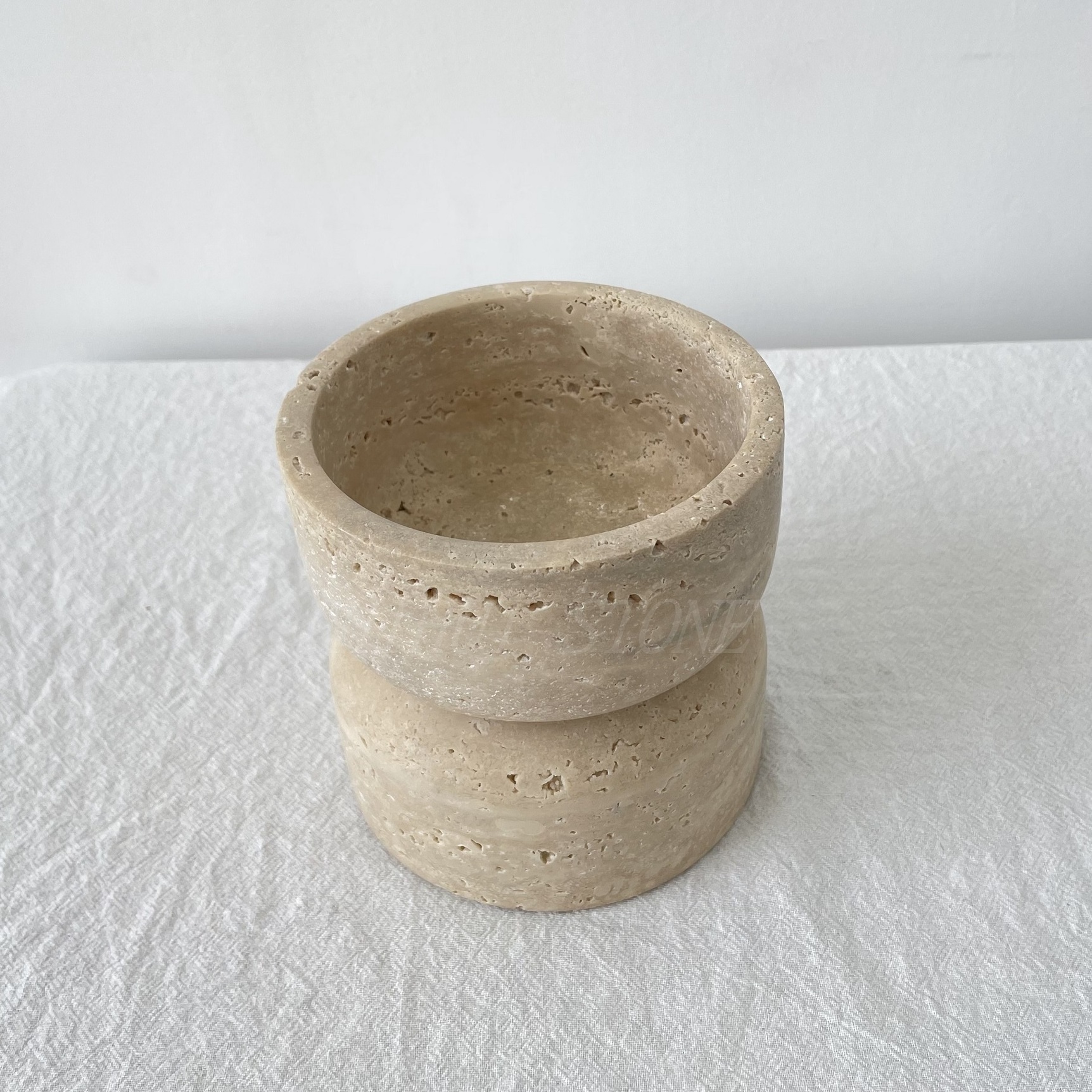 SHIHUI Natural Beige Travertine Marble Homewares Wood Mubkhar Stone Candle Holder Unique Marble Candle Holders