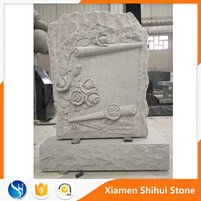 Flower Carving White Marble Grave Stone for Cemetery Headstones