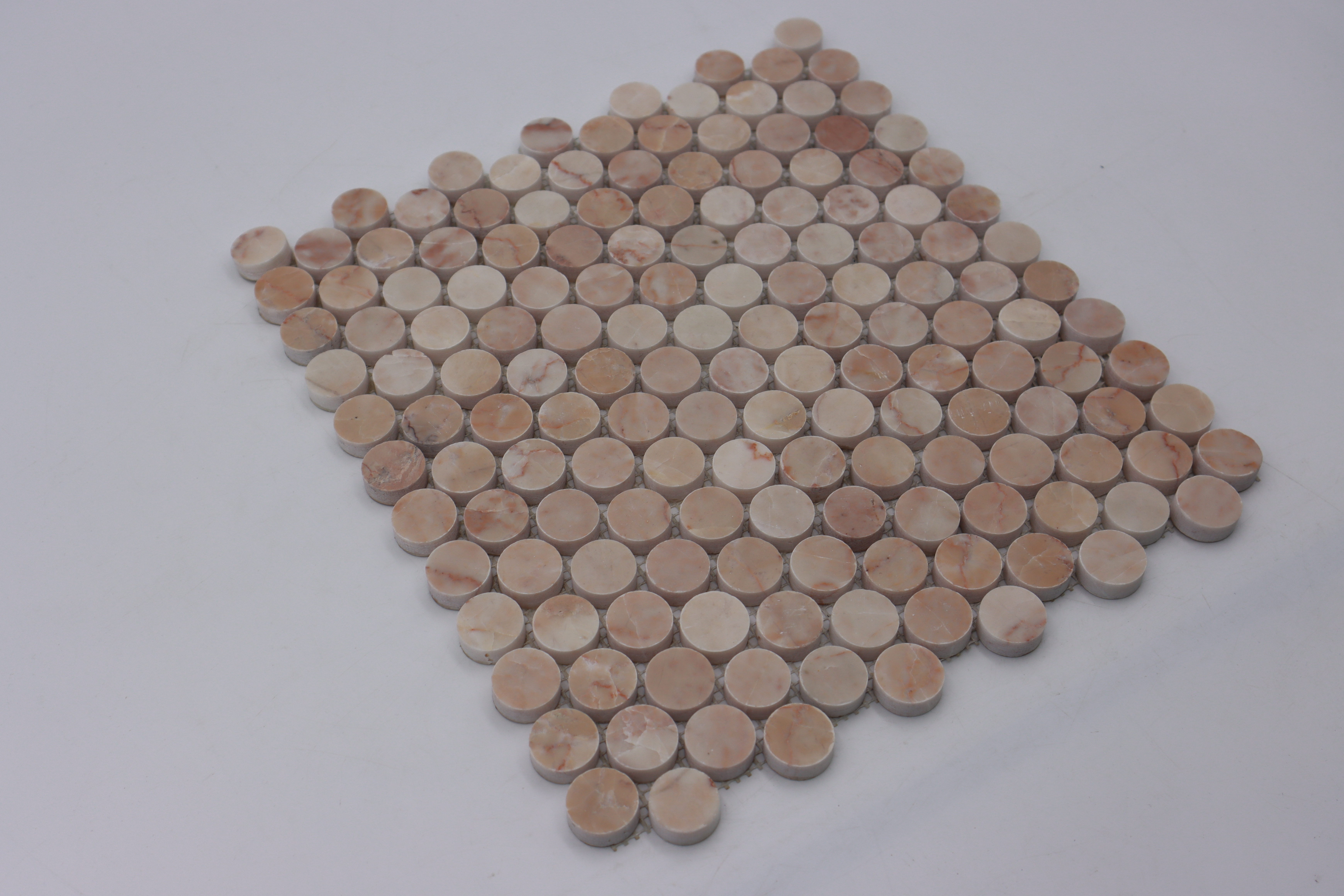 SHIHUI Customized Penny Round Pink Marble Mosaic for Bathroom Tiles