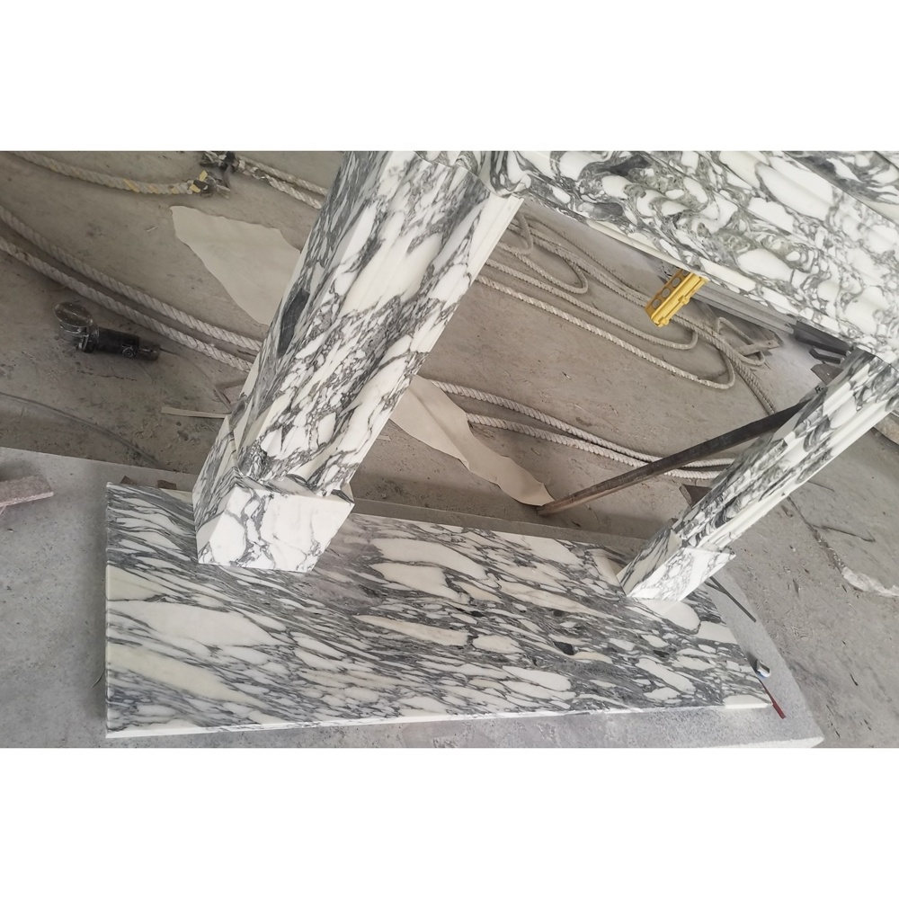 SHIHUI Stone Fireplace With Landscape Pattern Marble Medallion Fireplace with Good Price