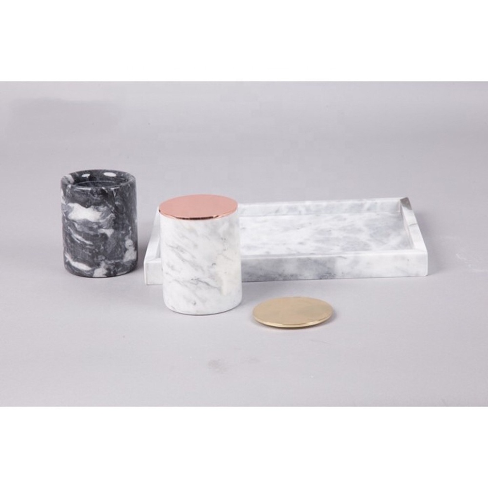 SHIHUI Wholesale Best Design Modern Decorative Natural Marble Stone Candle Holder Jars with Design Lid