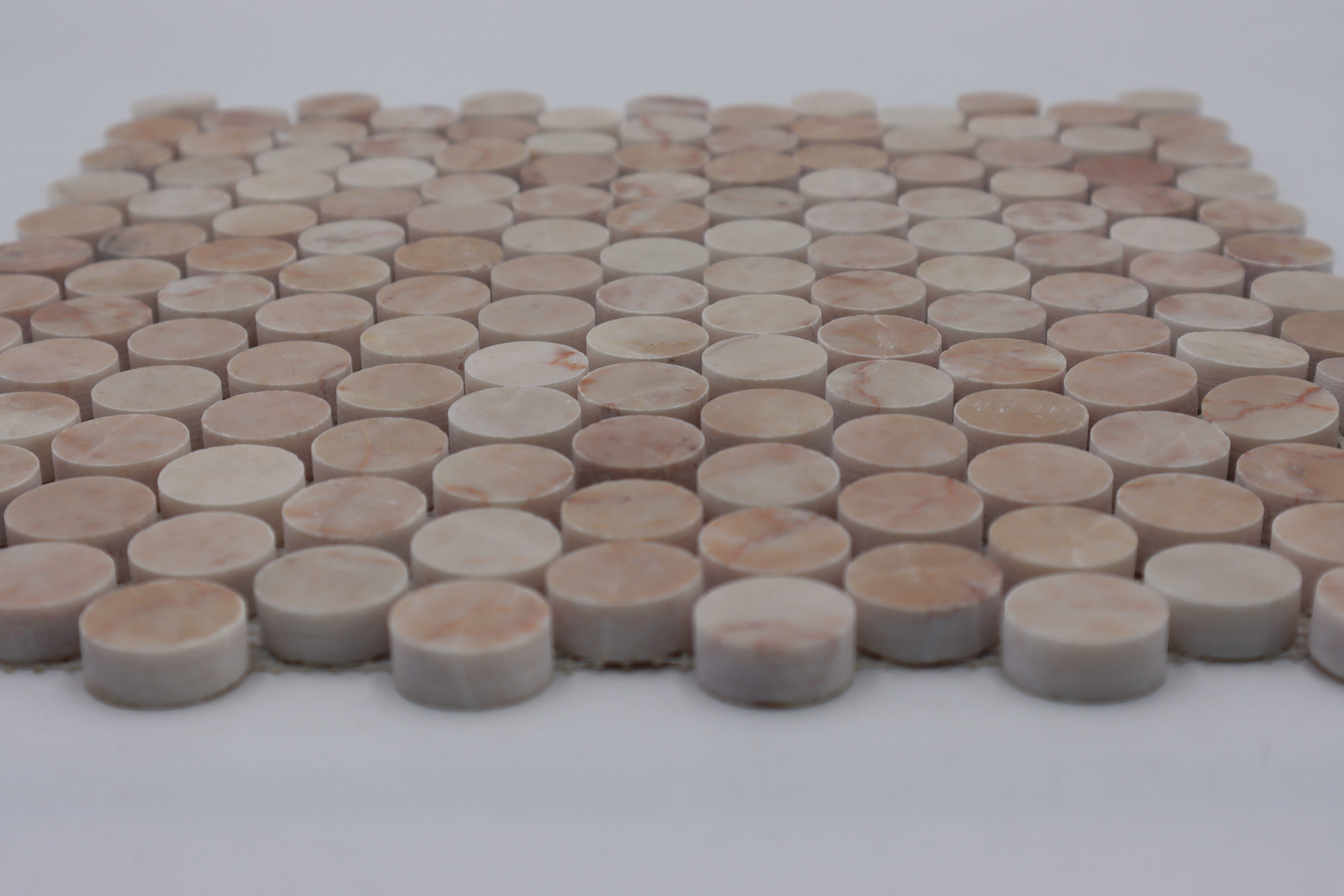 SHIHUI Customized Penny Round Pink Marble Mosaic for Bathroom Tiles