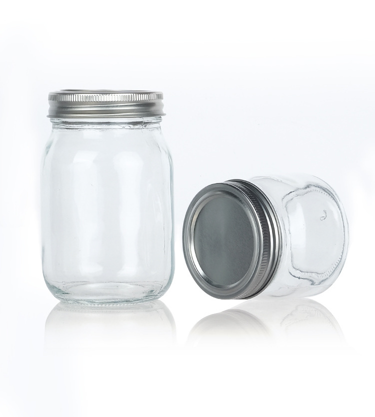 Food Container Wide Mouth16oz 500ml Airtight Sealed Glass Mason Jars Jar With Metal Lid For Canning Food