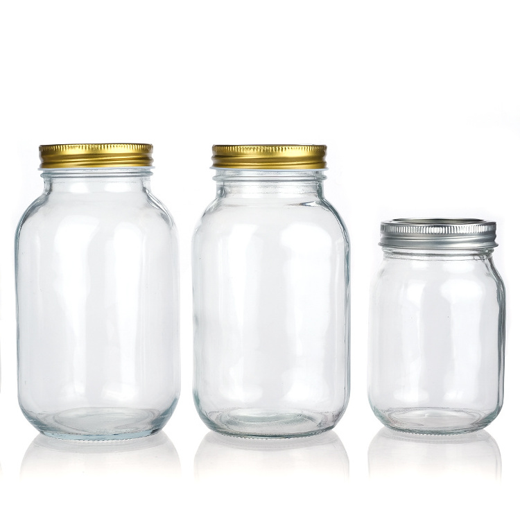 Food Container Wide Mouth16oz 500ml Airtight Sealed Glass Mason Jars Jar With Metal Lid For Canning Food