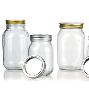 hot sell High Quality Food Grade Mason Jar Honey Bottle Glass Storage Jar with Stainless Steel Lids and Scale