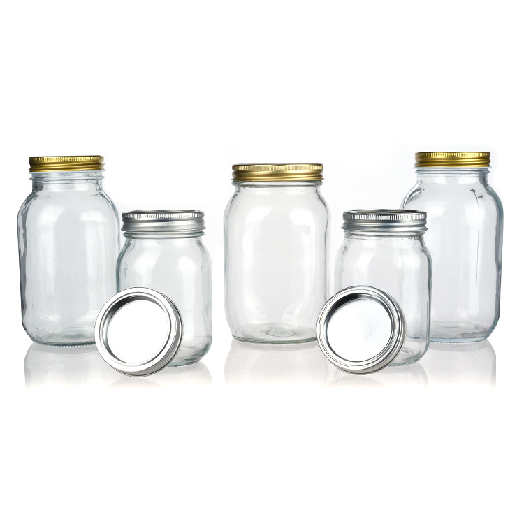 Custom Silkscreen Printing Clear 5 oz 8 oz 500 ml Wide Mouth Canning Canning Empty Mason Glass Jar with Lid