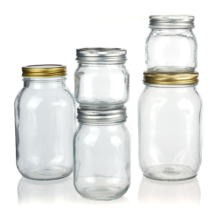 Glass Mayo Jar 4 Oz 8Oz 12 Oz 16 Oz 32 Oz 300Ml Glass Mason Jar With Metal Lid Wide Mouth Canning Jam Jar