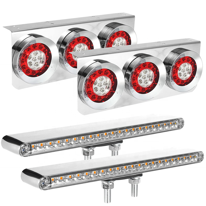 Semi Truck Trailer 100 LED Strobe Brake Flowing Turn Signal Rear Tail Light for Peterbilt 325