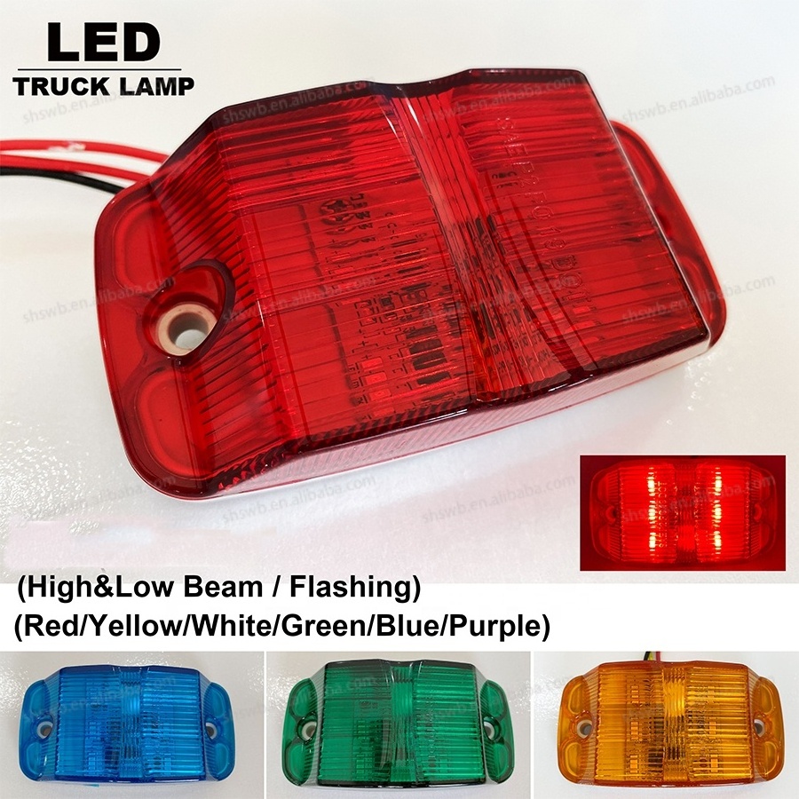 PK11676 Truck Trailer 6 LED 12V/24V Flashing Clearance Lamp Rectangular Side Mount Spyder Amber Turn Signal Marker Light