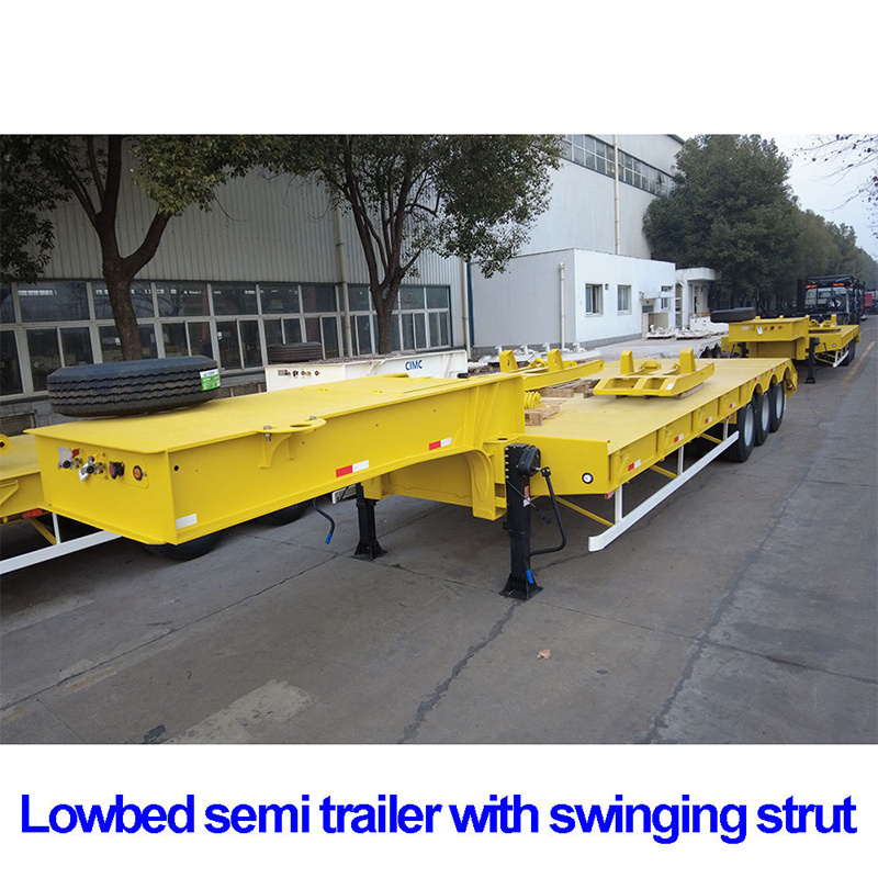 CIMC tractor semi trailer 3 axles 500mm swinging strut lowbed trailer OEM ODM with fast delivery time