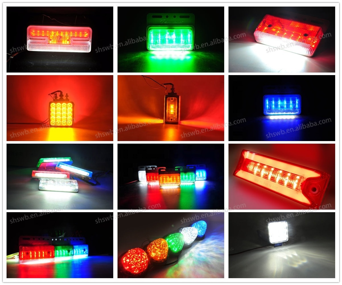 PK11676 Truck Trailer 6 LED 12V/24V Flashing Clearance Lamp Rectangular Side Mount Spyder Amber Turn Signal Marker Light