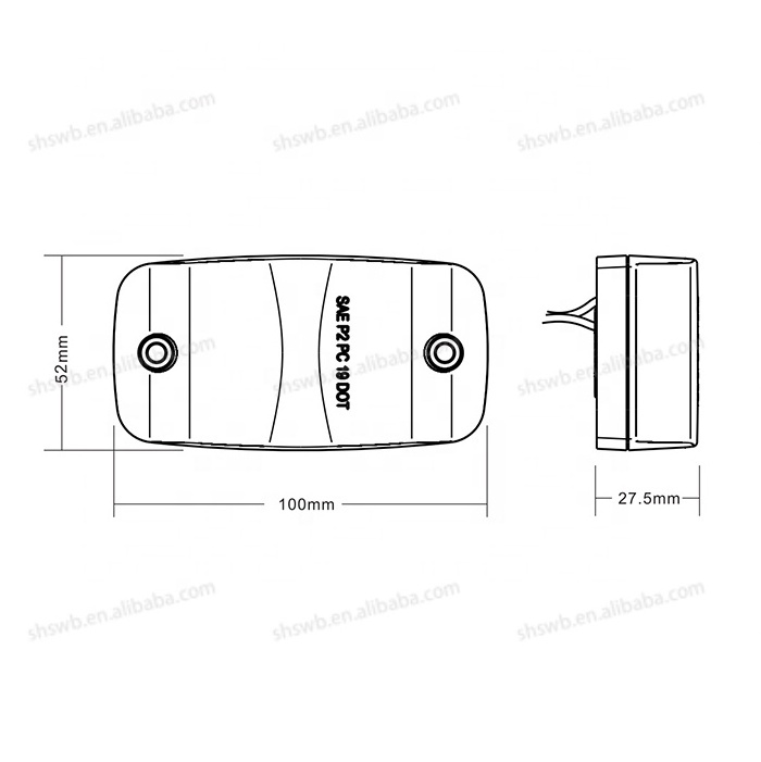 PK11676 Truck Trailer 6 LED 12V/24V Flashing Clearance Lamp Rectangular Side Mount Spyder Amber Turn Signal Marker Light