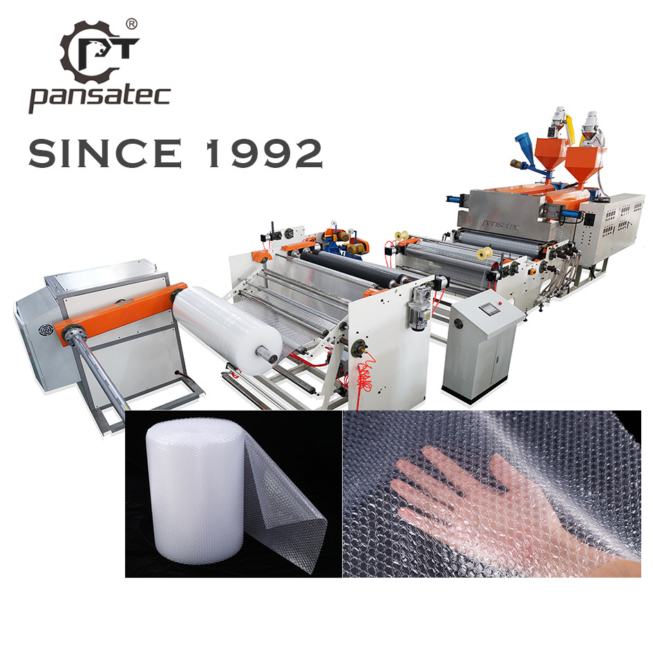 Pansatec Packing tendancy two layers double screw air bubbles wrap film roll sheet manufacturing making machine