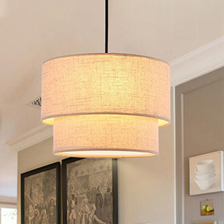 Modern Large Drum Shade Fabric Pendant Light Ceiling Fabric Light