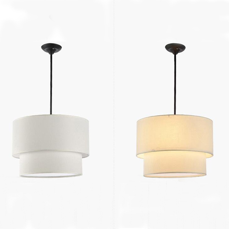 Modern Large Drum Shade Fabric Pendant Light Ceiling Fabric Light