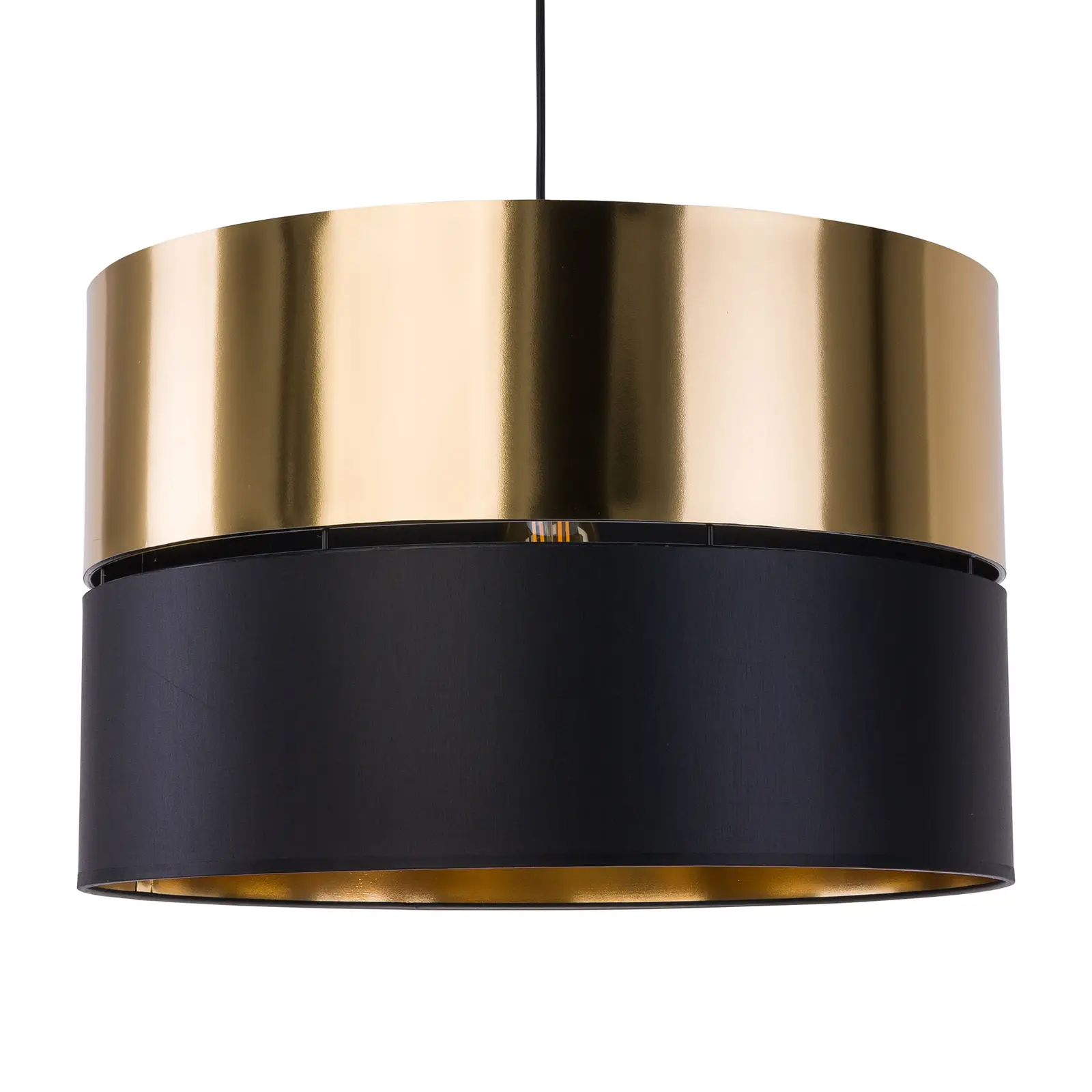 Wholesale Modern European Style Big Black Gold Drum TC Fabric Lamp Shade Ceiling Light Cover