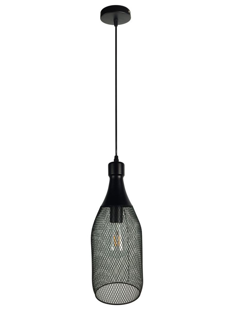 Vintage Industrial Farmhouse Bottle Shape Metal Mesh Hanging Pendant Light For Restaurant Bar Home Decor