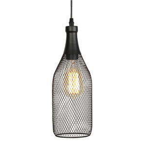 Vintage Industrial Farmhouse Bottle Shape Metal Mesh Hanging Pendant Light For Restaurant Bar Home Decor