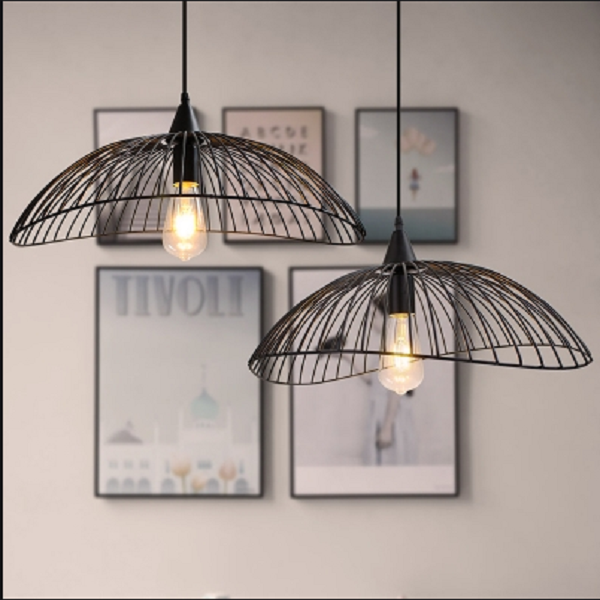 Contemporary Style Home Decor Metal  Wire Frame Hanging Light Pendant Lampshade