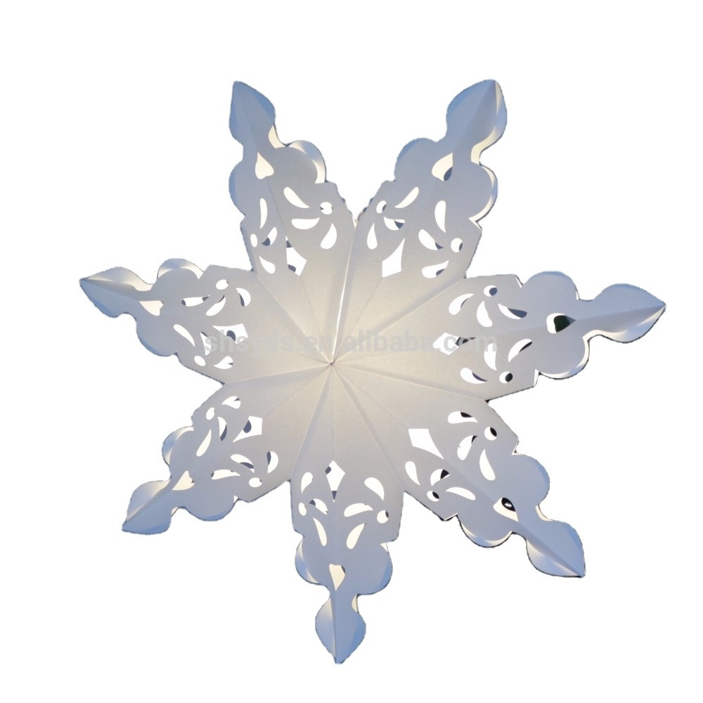 Christmas Decoration Folding Handmade Craft Snowflake Shaped Paper Lantern  Hanging Light