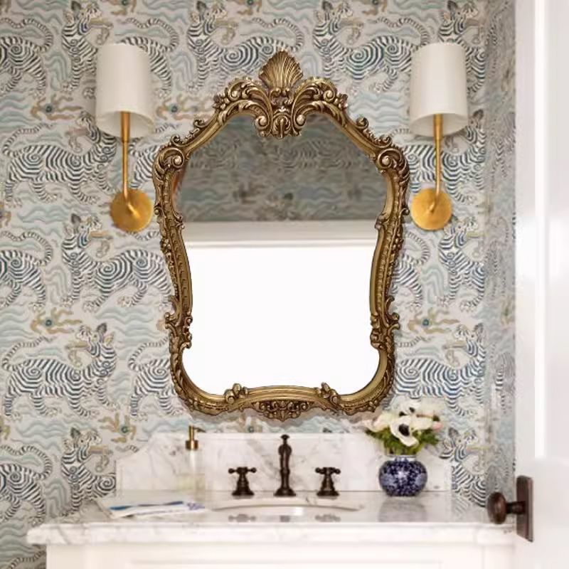 Antique Royal Mirror Design Modern Metal Rectangle Wall Mirror For Restaurant Living Room Home Decor Product Christmas