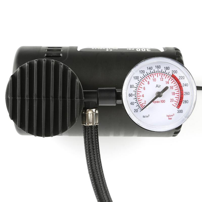 Universal 12V Mini Durable Car Auto Air Compressor Tire Inflator Tool Black ABS 300 PSI Portable Car Accessories Repair Tool