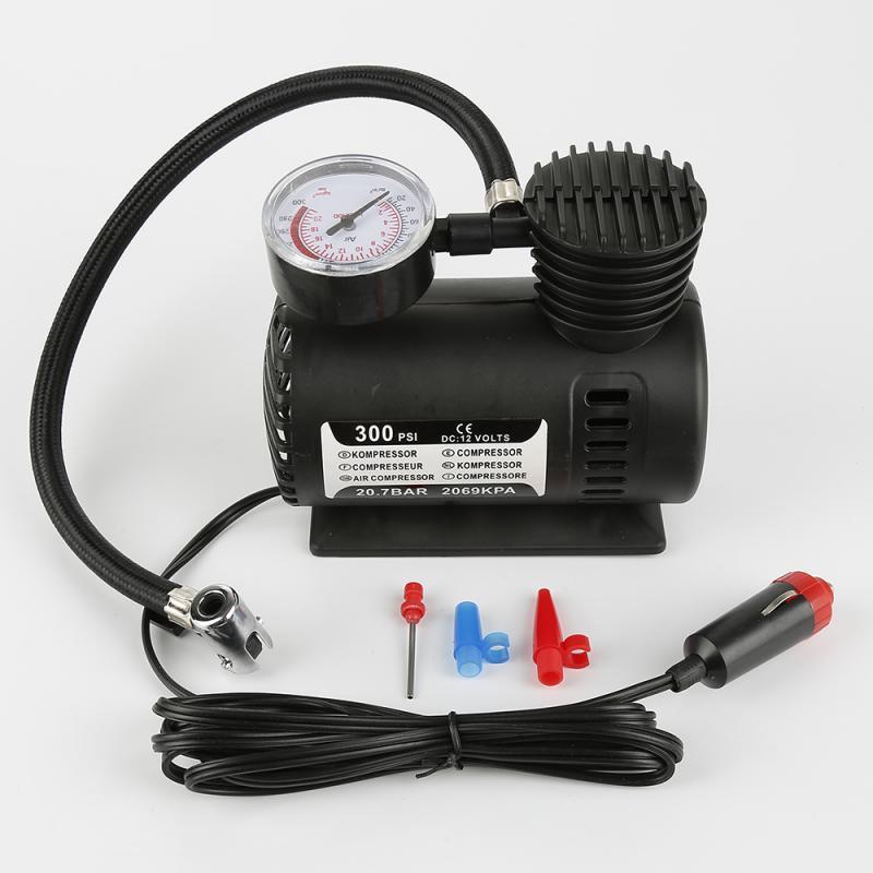 Universal 12V Mini Durable Car Auto Air Compressor Tire Inflator Tool Black ABS 300 PSI Portable Car Accessories Repair Tool