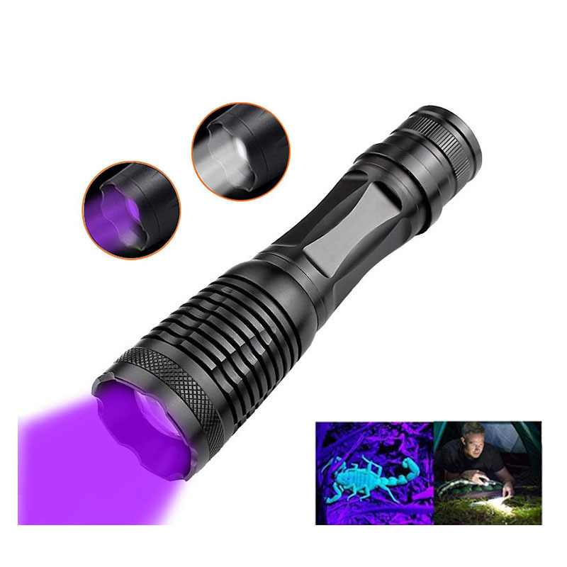 XML T6+UV LED Flashlight Aluminium Blacklight Torch Light Ultra Violet 395nm Urine Detector Scorpion Ultraviolet UV flashlight