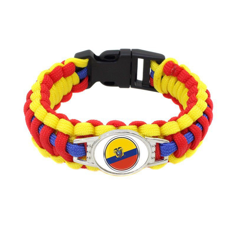 Cheap unisex custom Ecuador country flags  wristband survival bracelets from China factory