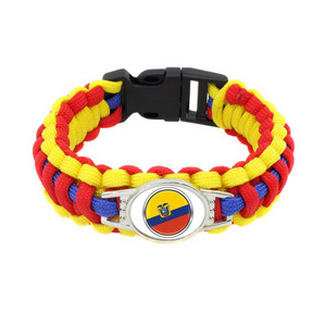 Cheap unisex custom Ecuador country flags  wristband survival bracelets from China factory