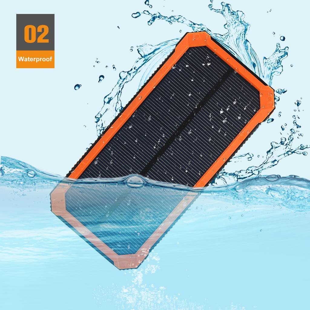 High Capacity Camping Solar Power Bank 20000mah 10000mah Waterproof Solar Power Bank Battery Charger Led flashlight