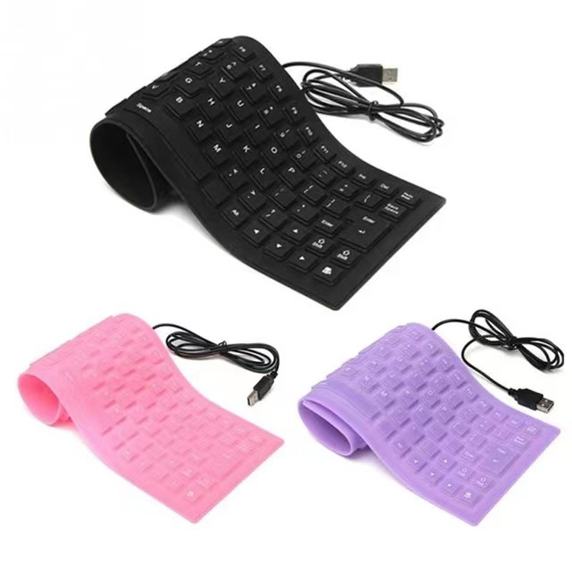 Portable 85 Keys Soft Roll Up Silent USB Wired Keyboard Waterproof Foldable Silicone Flexible Laptop Keyboard