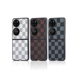 Best Selling Phone Case Accessories Leather Case All-inclusive Folding Plaid Pattern Leather Case for Phone for Huawei P50