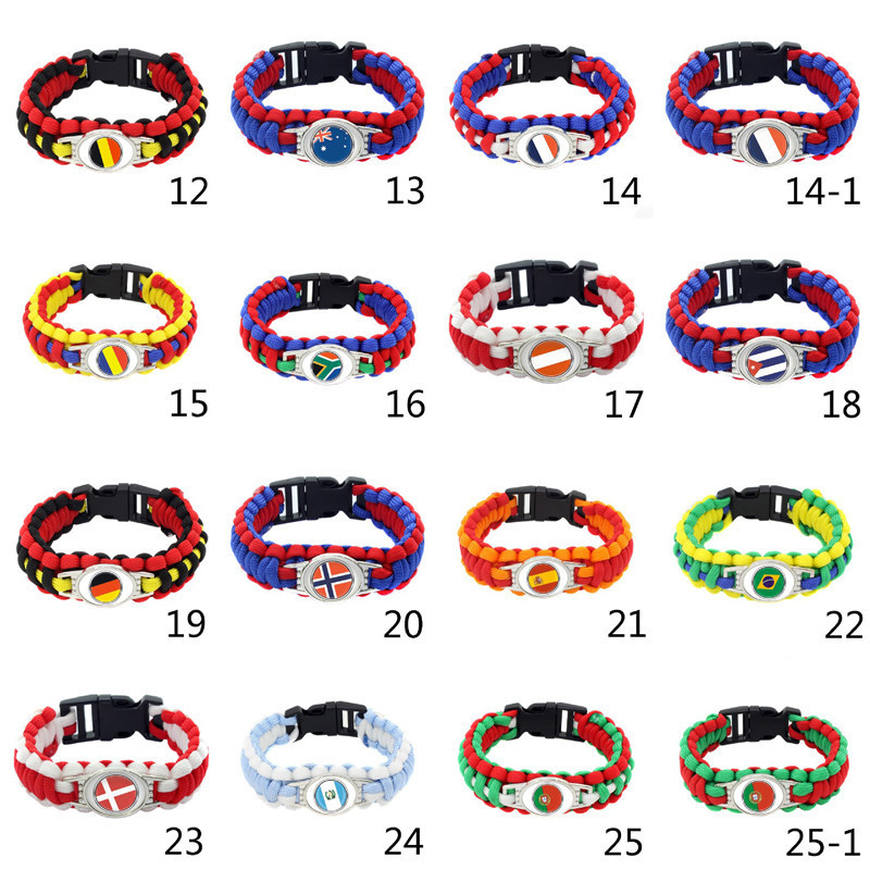 Cheap unisex custom Ecuador country flags  wristband survival bracelets from China factory