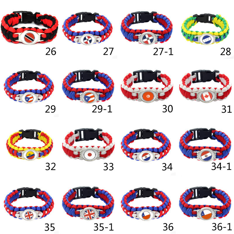 Cheap unisex custom Ecuador country flags  wristband survival bracelets from China factory